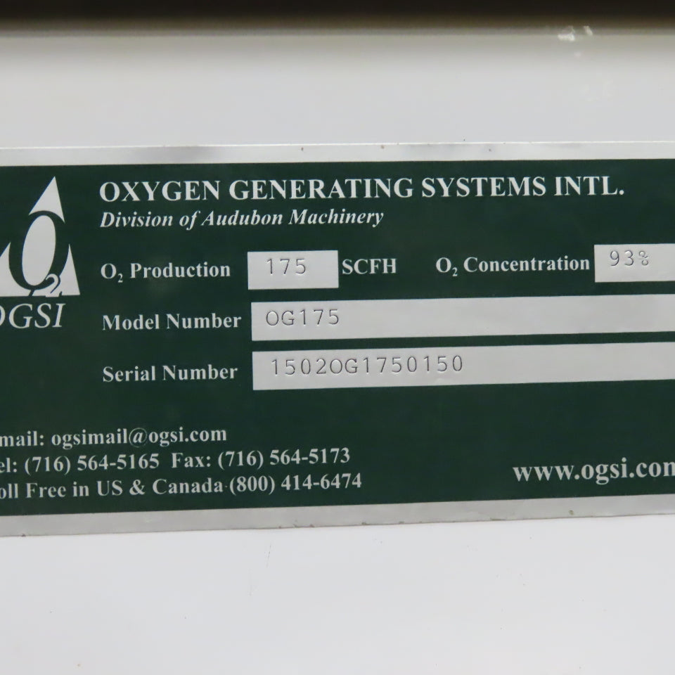 OGSI OG175 Compressed Air Oxygen Generator 110V 1Ph 175CFM 93% Purity
