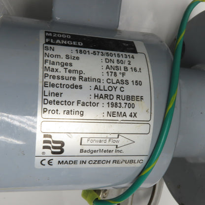 Badger Meter M2000 Electromagnetic Flow Meter DN 50 2" ANSI B 16.5 85-265VAC
