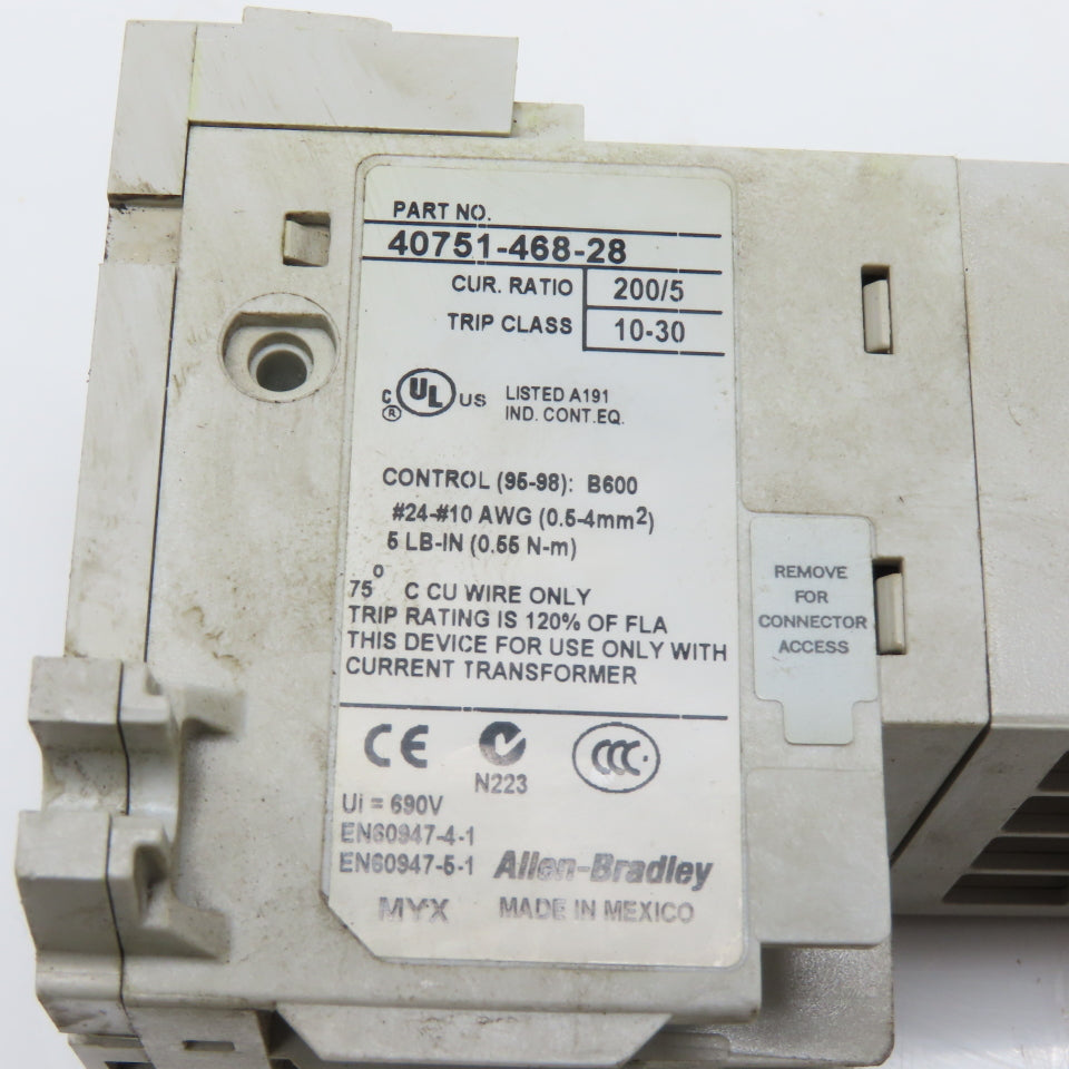 Allen-Bradley 40751-468-28 E1 Plus Electronic Overload Relay 40-200A