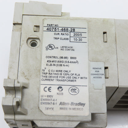 Allen-Bradley 40751-468-28 E1 Plus Electronic Overload Relay 40-200A