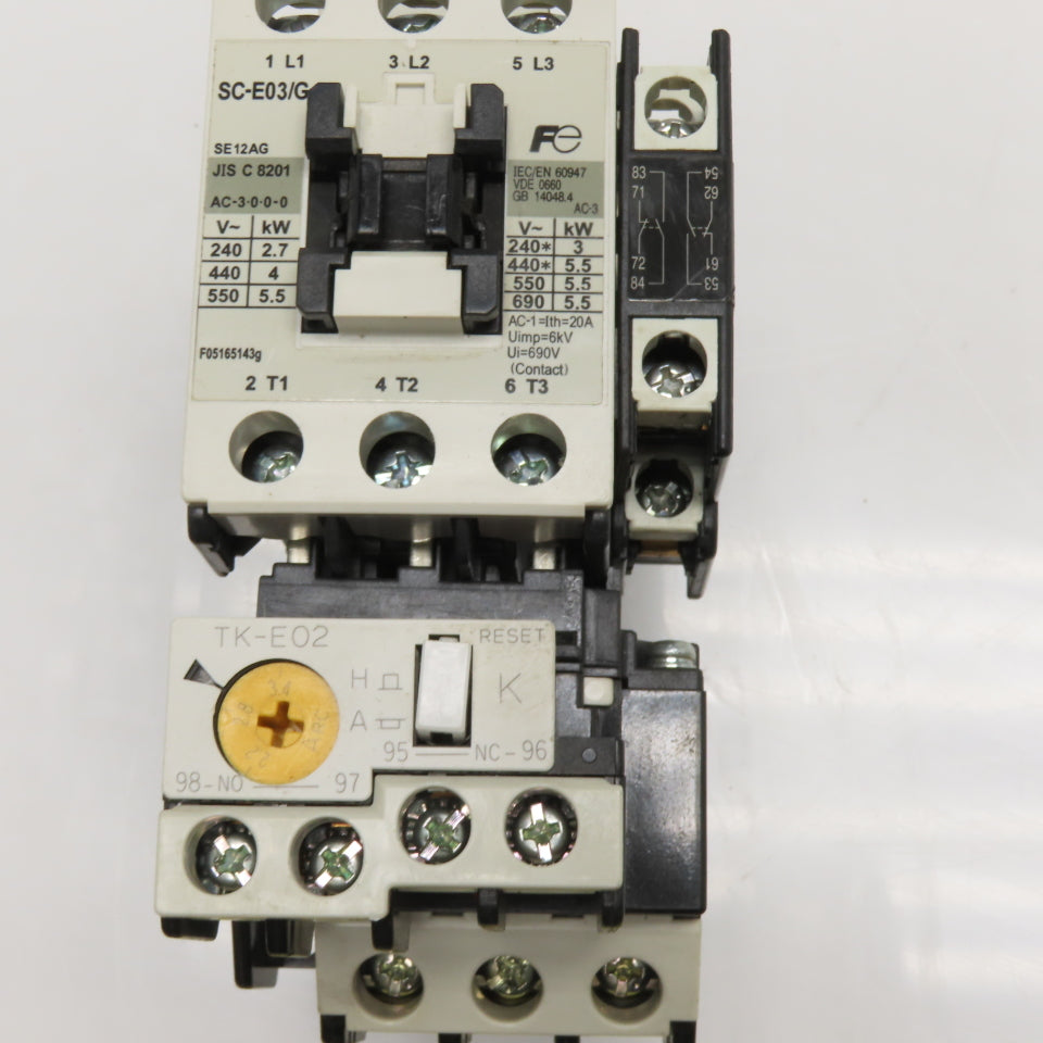 Fuji Electric TK-E02 SC-E03/G Contactor Overload Relay Assembly 24VDC 2.2-3.4A
