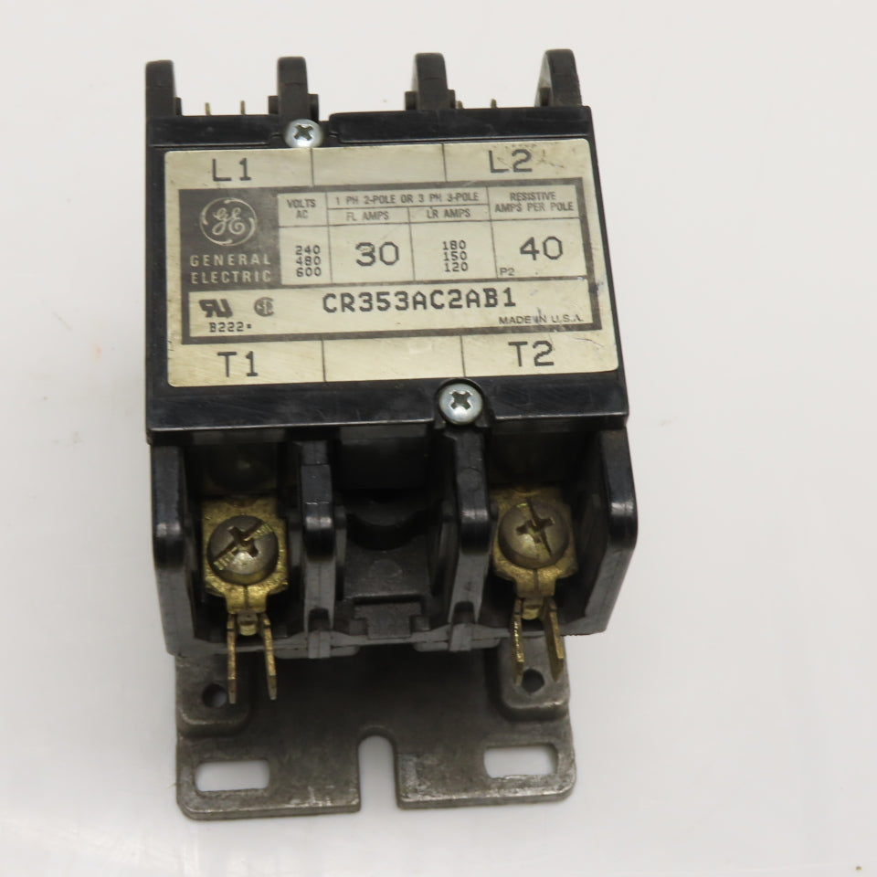 General Electric CR353AC2AB1 30A 2-Pole Contactor 208/240VAC Coil 600VAC