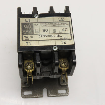 General Electric CR353AC2AB1 30A 2-Pole Contactor 208/240VAC Coil 600VAC