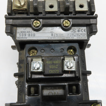 Allen-Bradley 509-BOD NEMA Size 1 Magnetic Motor Starter 3Ph 480V Coil