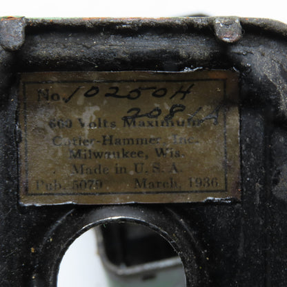 Cutler-Hammer 10250H Vintage Art Deco Start Stop Pushbutton Controls 600V