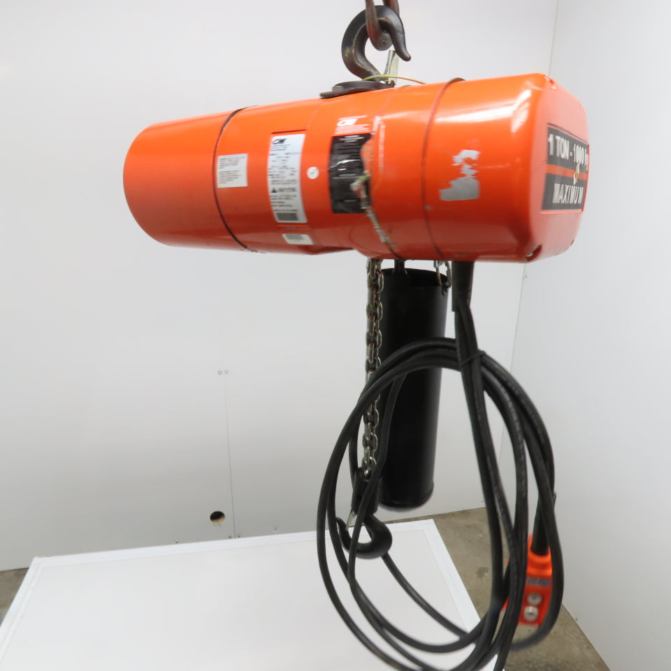 CM Model L Loadstar 1 Ton Electric Chain Hoist 20' Lift 16FPM 208-480V 3Ph