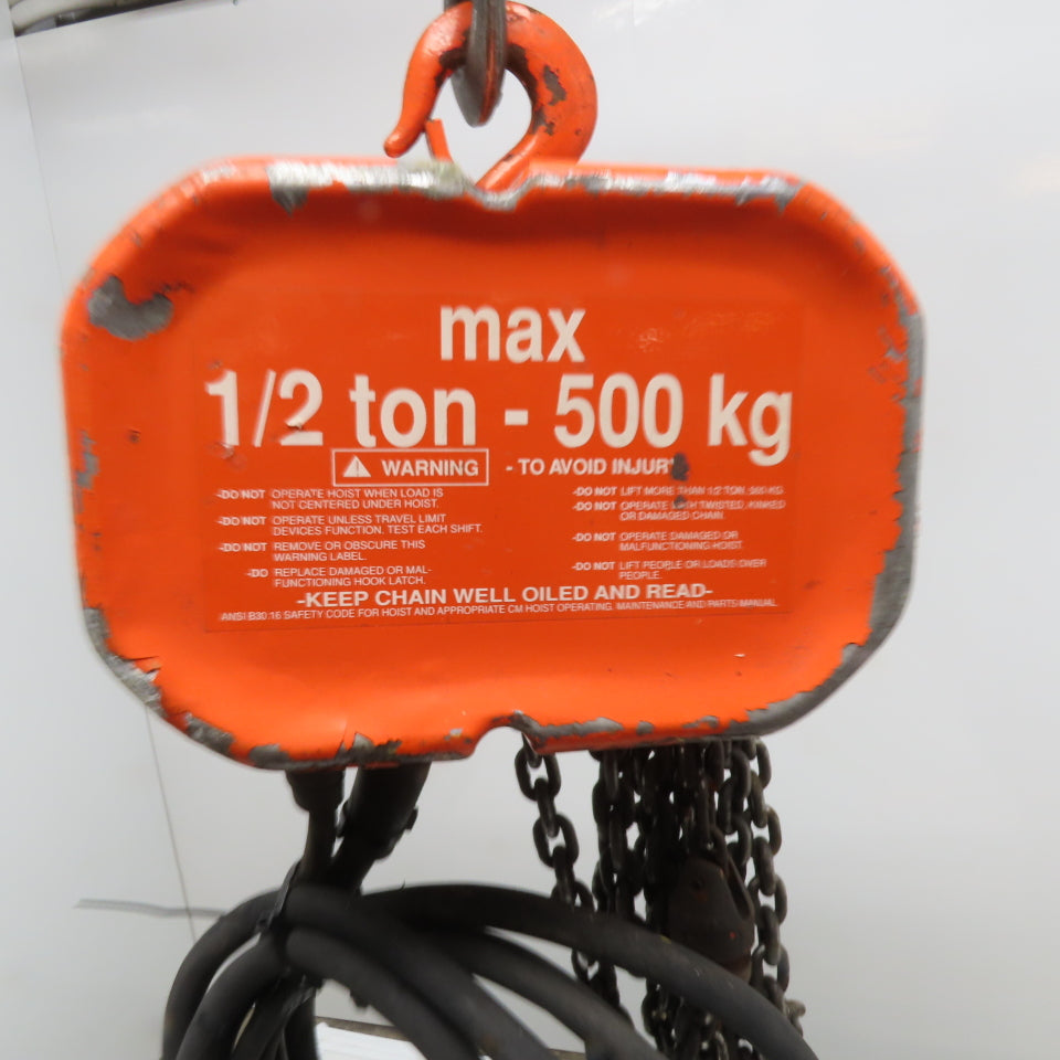 CM WF Valustar 1/2 Ton Electric Chain Hoist 10' Lift 16FPM 115V 1Ph
