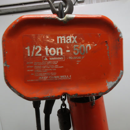 CM WF Valustar 1/2 Ton Electric Chain Hoist 10' Lift 16FPM 115V 1Ph