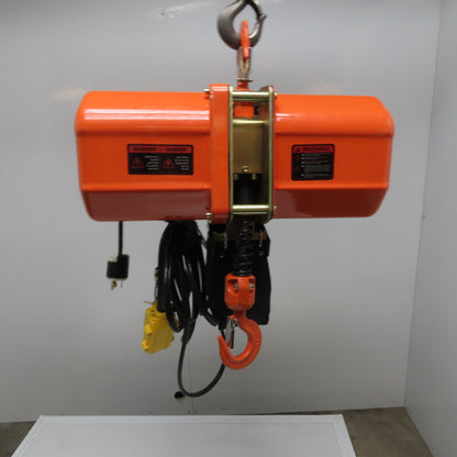 HHXG 1 Ton Electric Chain Hoist 18' Lift 15FPM 230V 1Ph New