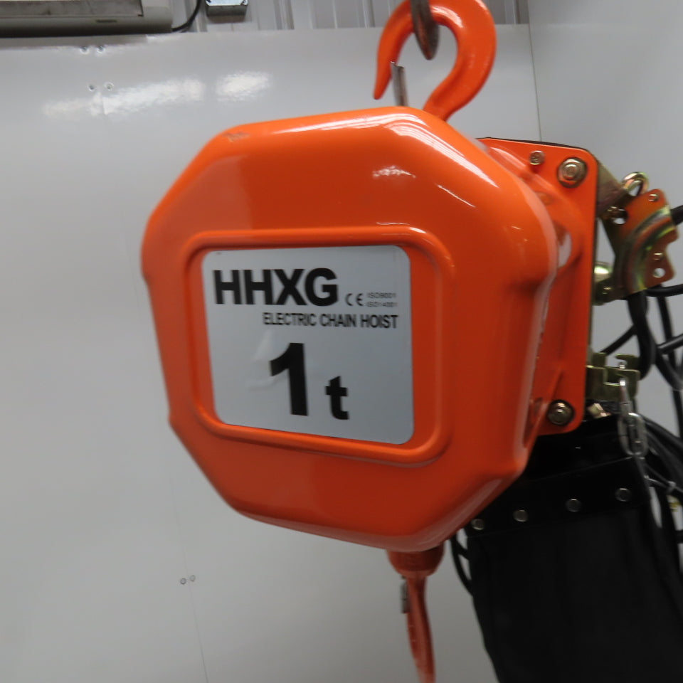 HHXG 1 Ton Electric Chain Hoist 18' Lift 15FPM 230V 1Ph New