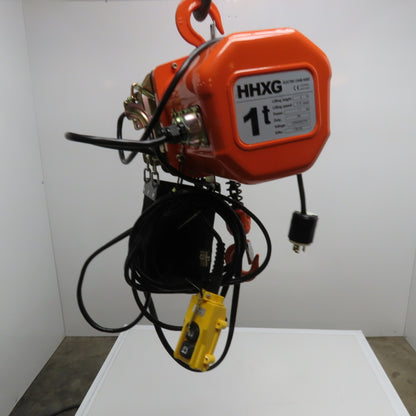 HHXG 1 Ton Electric Chain Hoist 18' Lift 15FPM 230V 1Ph New