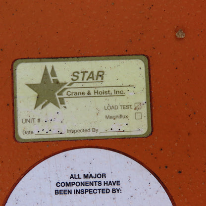 Star Crane & Hoist 600 Kgs 10' Swing 8' Travel Jib Crane No Floor Column