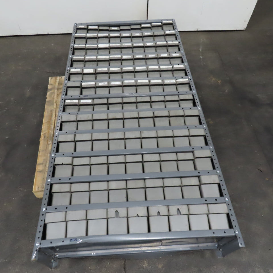 Uline 36" x 75" x 12" Deep 108 Drawer Small Parts Storage Shelf Akro-Mils Bins