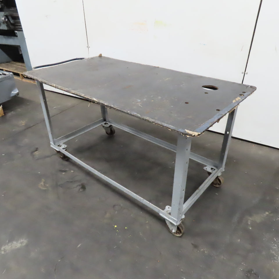 60" x 32" x 32" Tall Rolling Metal Top Shop Die Utility Cart