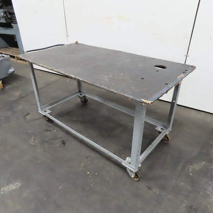 60" x 32" x 32" Tall Rolling Metal Top Shop Die Utility Cart
