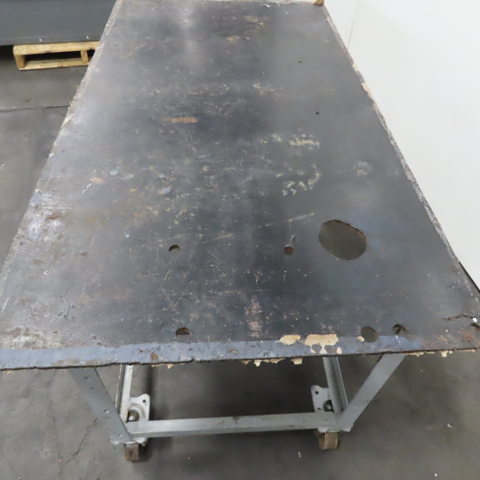 60" x 32" x 32" Tall Rolling Metal Top Shop Die Utility Cart
