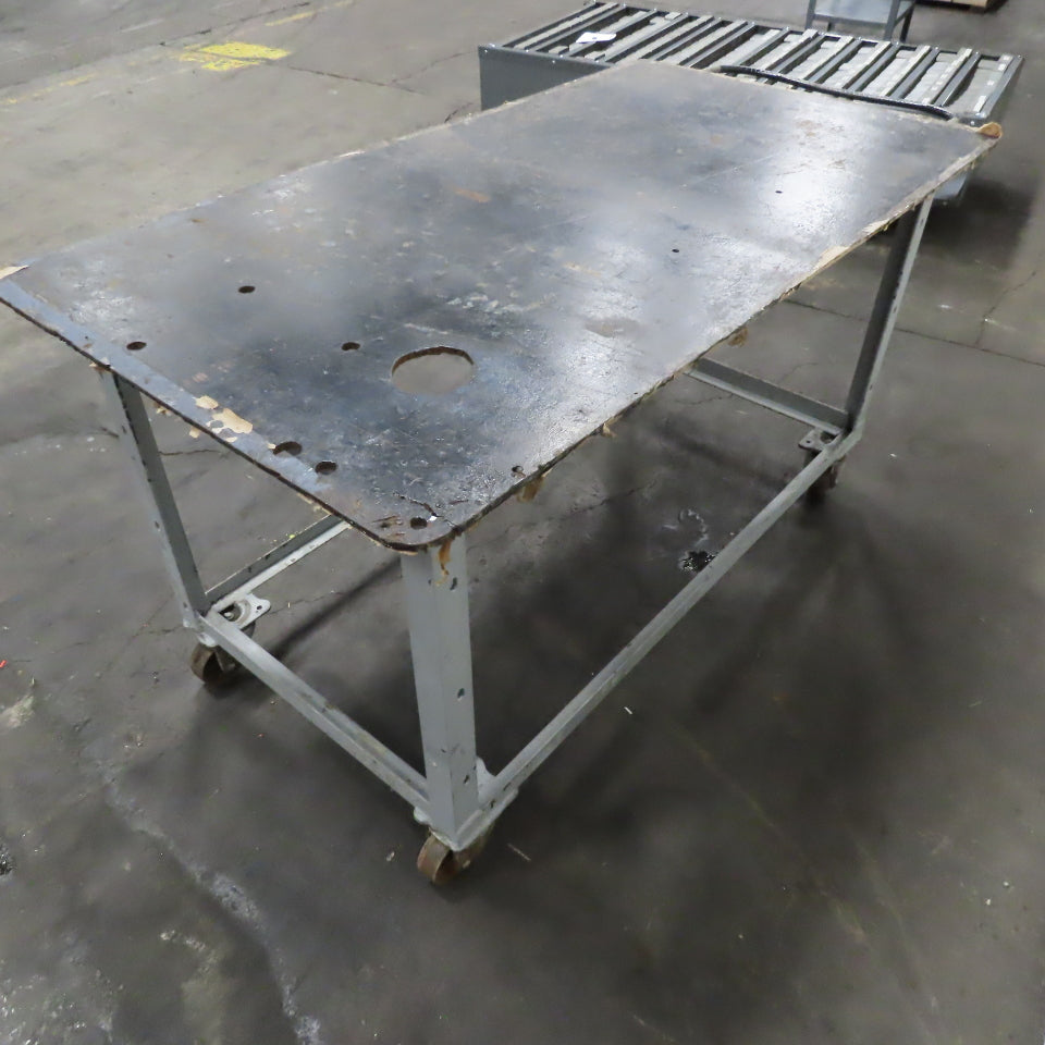 60" x 32" x 32" Tall Rolling Metal Top Shop Die Utility Cart