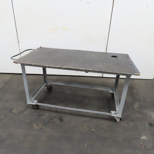 60" x 32" x 32" Tall Rolling Metal Top Shop Die Utility Cart