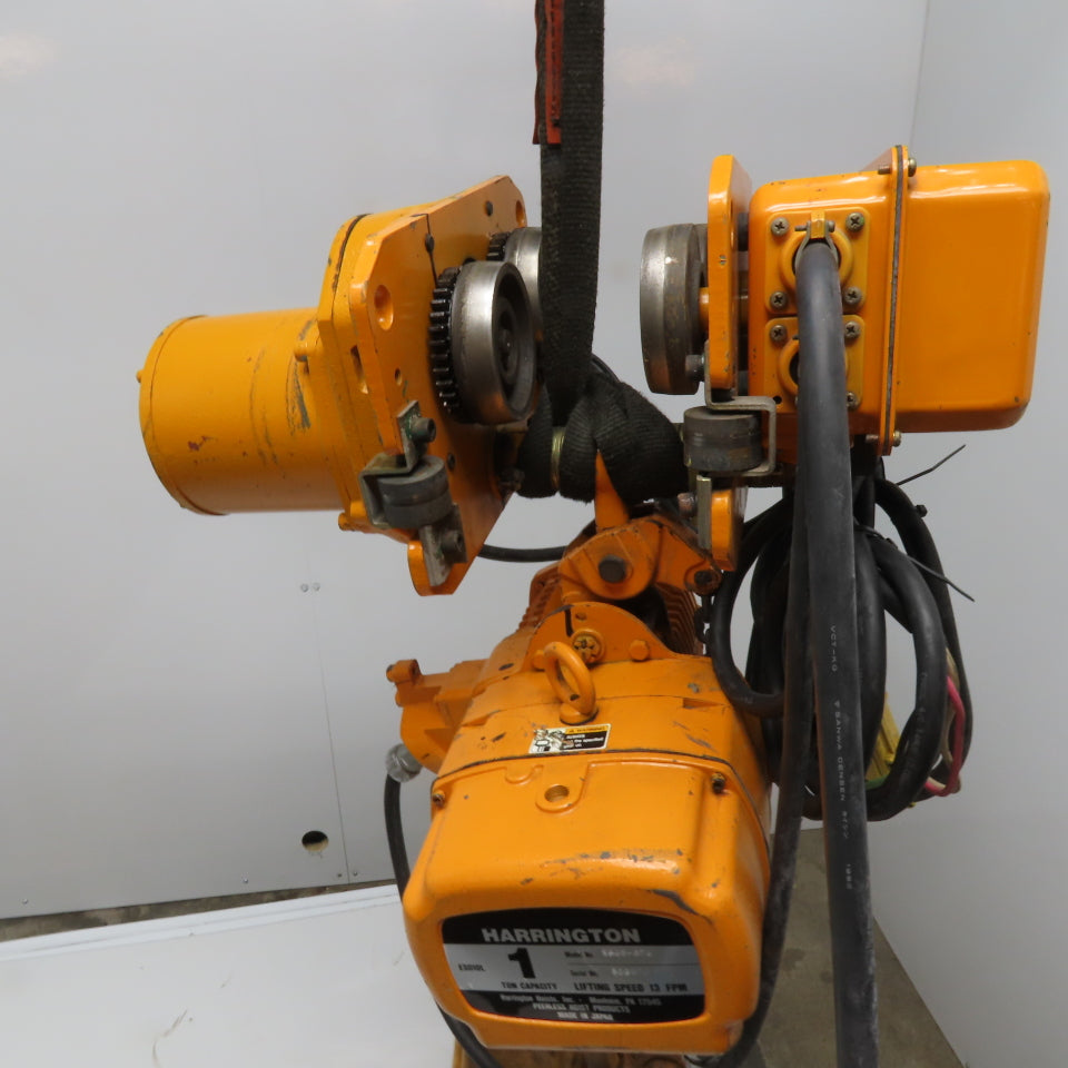 Harrington ES3B-873 1 Ton Electric Chain Hoist 10' Lift 13FPM With Power Trolley