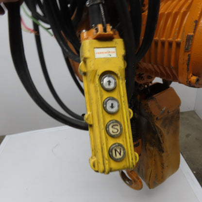 Harrington ES3B-873 1 Ton Electric Chain Hoist 10' Lift 13FPM With Power Trolley