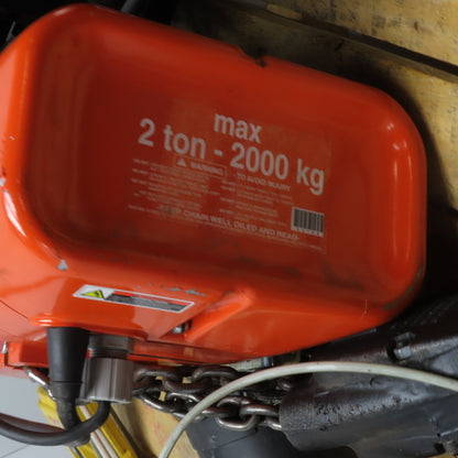 CM Valustar 2 Ton Electric Chain Hoist 15' Lift 8FPM208-480V W/ Powered Trolley