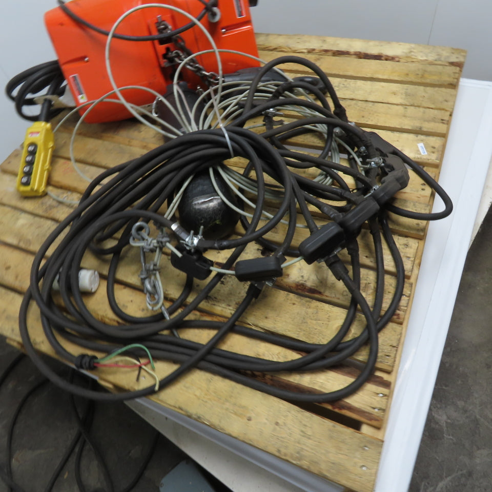 CM Valustar 2 Ton Electric Chain Hoist 15' Lift 8FPM208-480V W/ Powered Trolley
