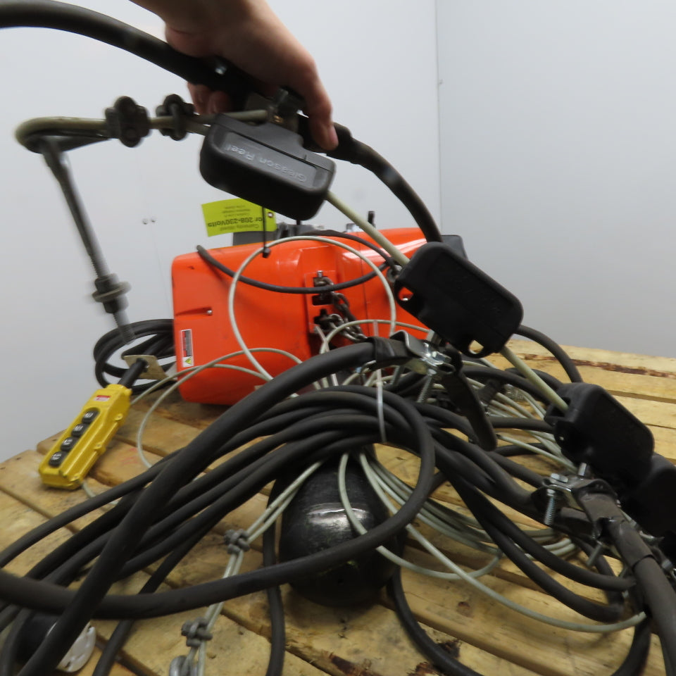 CM Valustar 2 Ton Electric Chain Hoist 15' Lift 8FPM208-480V W/ Powered Trolley