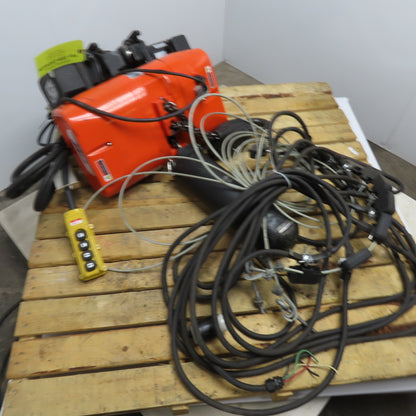 CM Valustar 2 Ton Electric Chain Hoist 15' Lift 8FPM208-480V W/ Powered Trolley