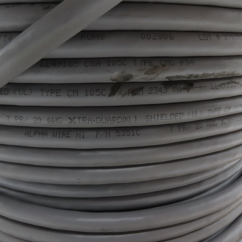 Alpha Wire 5351C 7 Pair 20 AWG Shielded Multi-Conductor Cable 105C 300V 220'