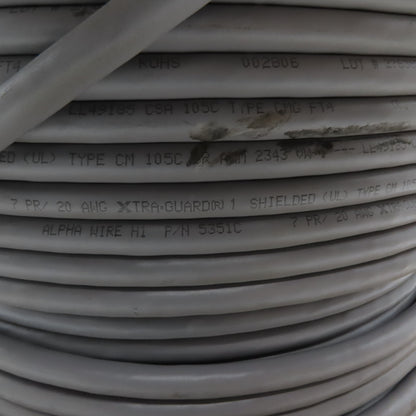 Alpha Wire 5351C 7 Pair 20 AWG Shielded Multi-Conductor Cable 105C 300V 220'