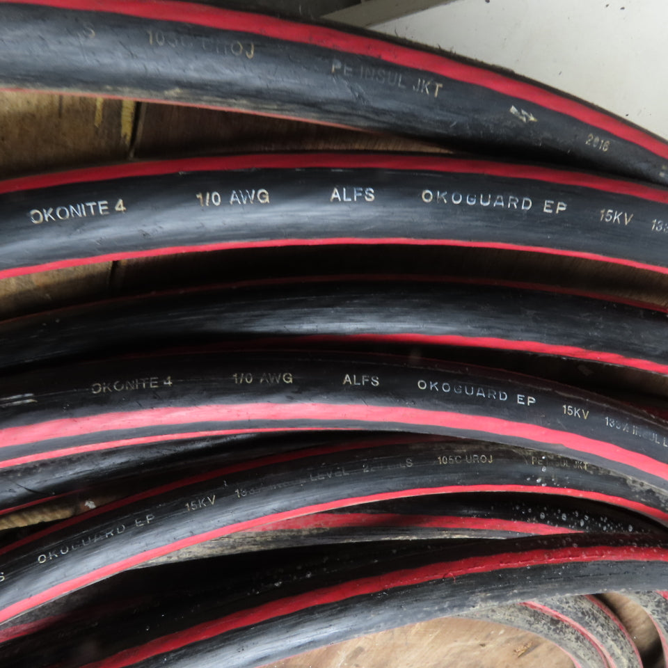 Okonite 105C UROJ Okoguard 1/0 Primary Distribution Cable 15kV 135% Insul. 114'