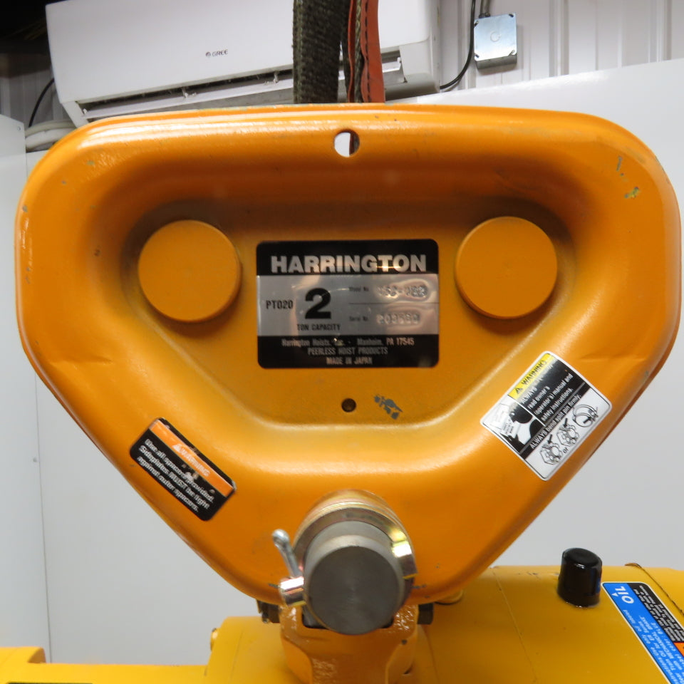 Harrington ER1A-570 2 Ton Electric Chain Hoist 15' Lift 208-460V 3Ph W/ Trolley