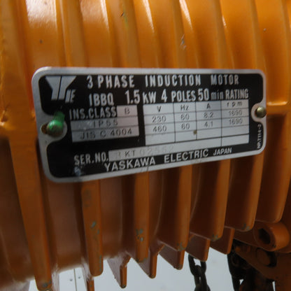 Harrington ES3B-243 2 Ton Electric Chain Hoist 20' Lift 13FPM 230/460V 3Ph