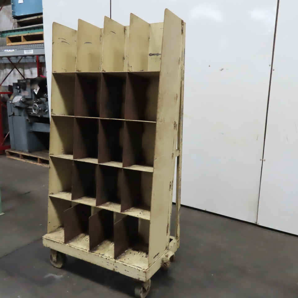 35" x 62" Rolling Steel Small Tool Parts Storage Pigeon Hole Cart