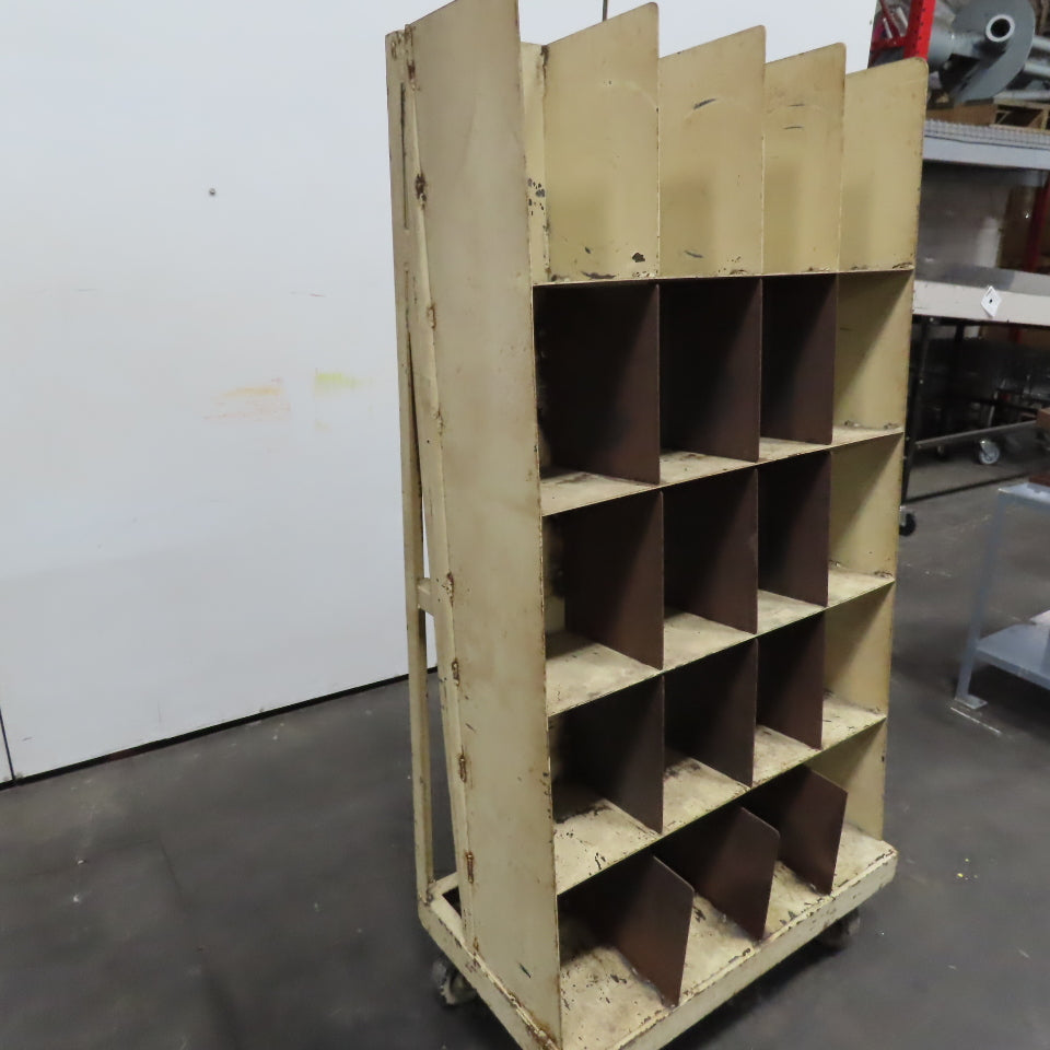 35" x 62" Rolling Steel Small Tool Parts Storage Pigeon Hole Cart