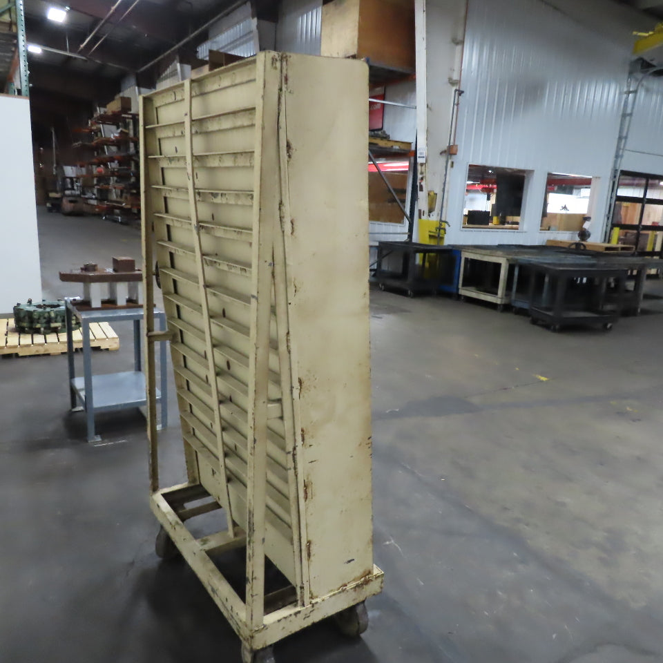35" x 62" Rolling Steel Small Tool Parts Storage Pigeon Hole Cart