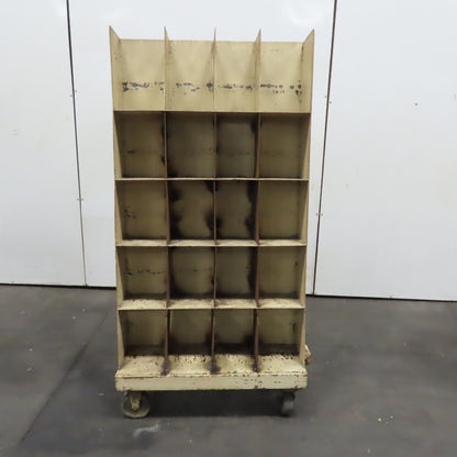 35" x 62" Rolling Steel Small Tool Parts Storage Pigeon Hole Cart