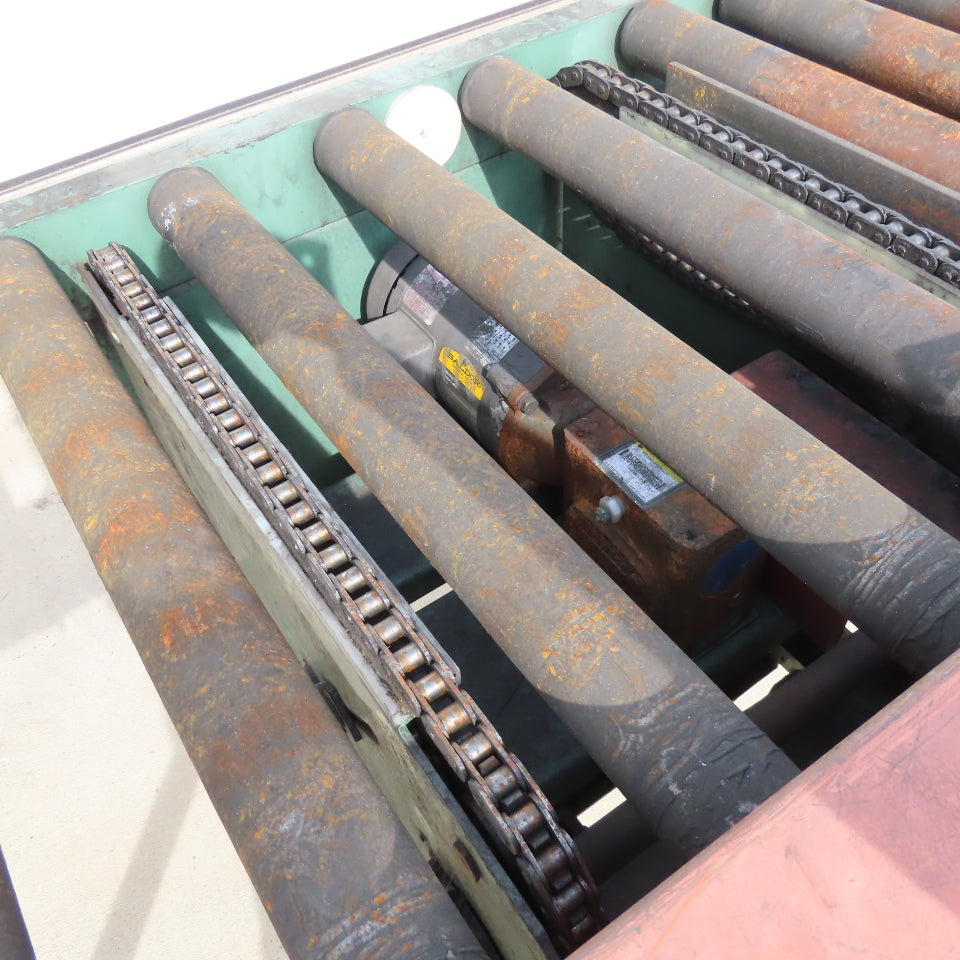 Roach 25" BF x 120" OAL Powered Roller Conveyor 90° Chain Drive Transfer 20FPM