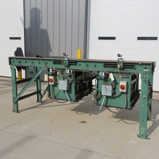Roach 25" BF x 120" OAL Powered Roller Conveyor 90° Chain Drive Transfer 20FPM
