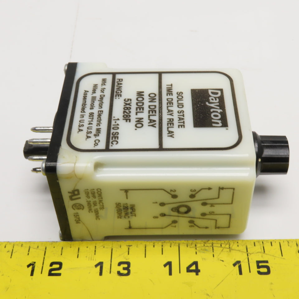 Dayton 5X828F Solid State ON Delay Relay 120VAC .1-10 Sec