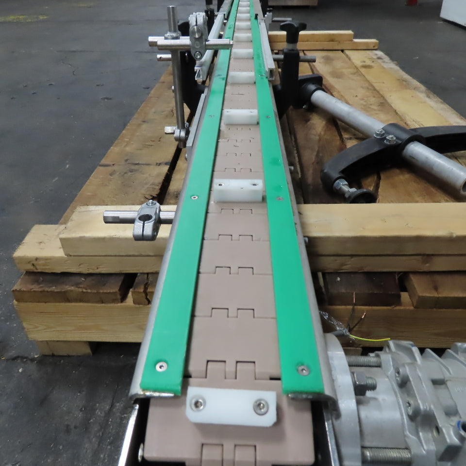 3-1/2" W Table Top Cleated Chain Conveyor 122" Bed Length 70FPM
