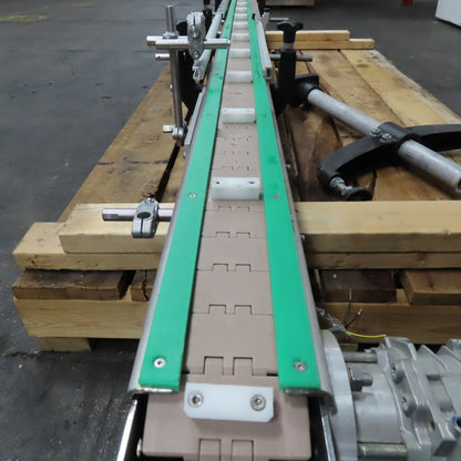 3-1/2" W Table Top Cleated Chain Conveyor 122" Bed Length 70FPM