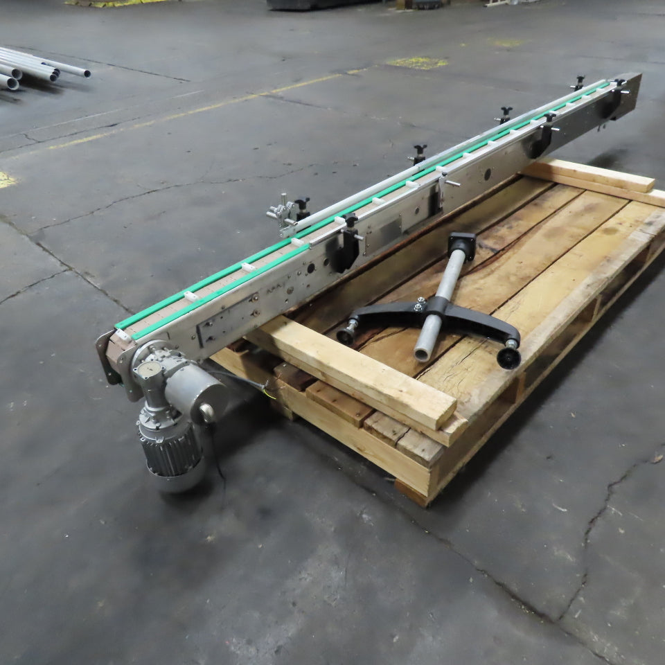 3-1/2" W Table Top Cleated Chain Conveyor 122" Bed Length 70FPM