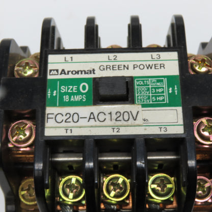 Aromat FC20-AC120V Size 0 18A Motor Starter 120VAC Coil 7.5-10A Overload 3Ph