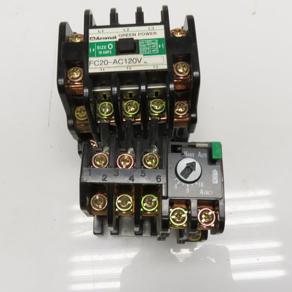 Aromat FC20-AC120V Size 0 18A Motor Starter 120VAC Coil 7.5-10A Overload 3Ph