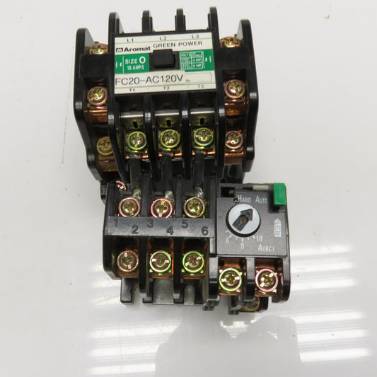 Aromat FC20-AC120V Size 0 18A Motor Starter 120VAC Coil 7.5-10A Overload 3Ph