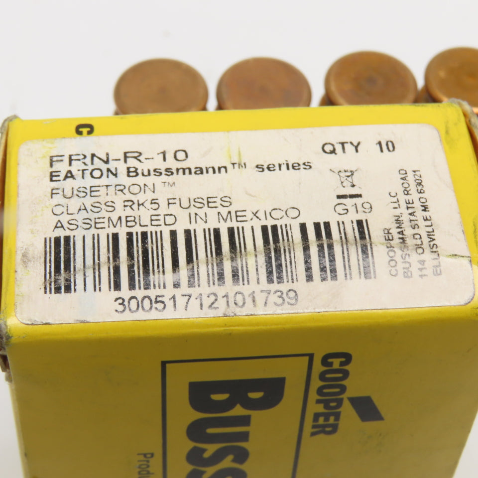 Bussmann FRN-R-10 10A 250V Fusetron Dual Element Time Delay RK5 Fuses Lot of 10