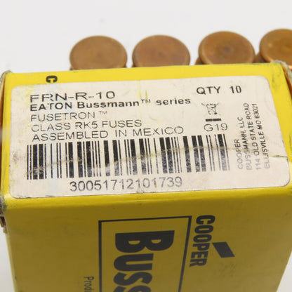 Bussmann FRN-R-10 10A 250V Fusetron Dual Element Time Delay RK5 Fuses Lot of 10