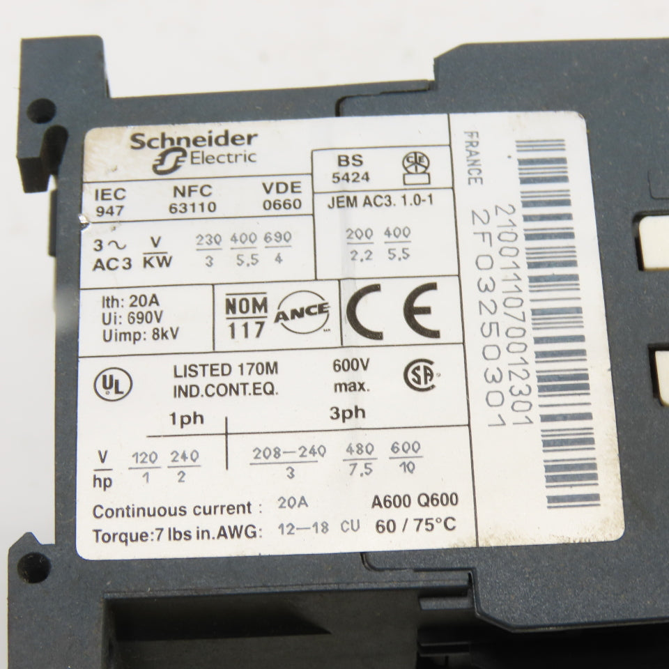 Square D LC2K12 10F7 110V 20A 10HP Reversing Contactor Assembly