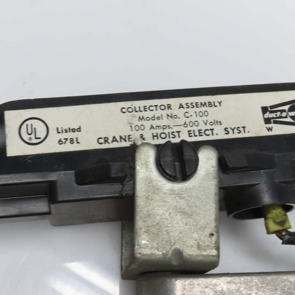 Duct-O-Wire C-100 100A 600V Crane Hoist Collector Assembly